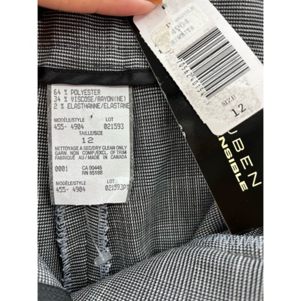 Louben Womens Dress Career Pants Black White High Rise Stretch Zipper 12 New - Picture 7 of 8